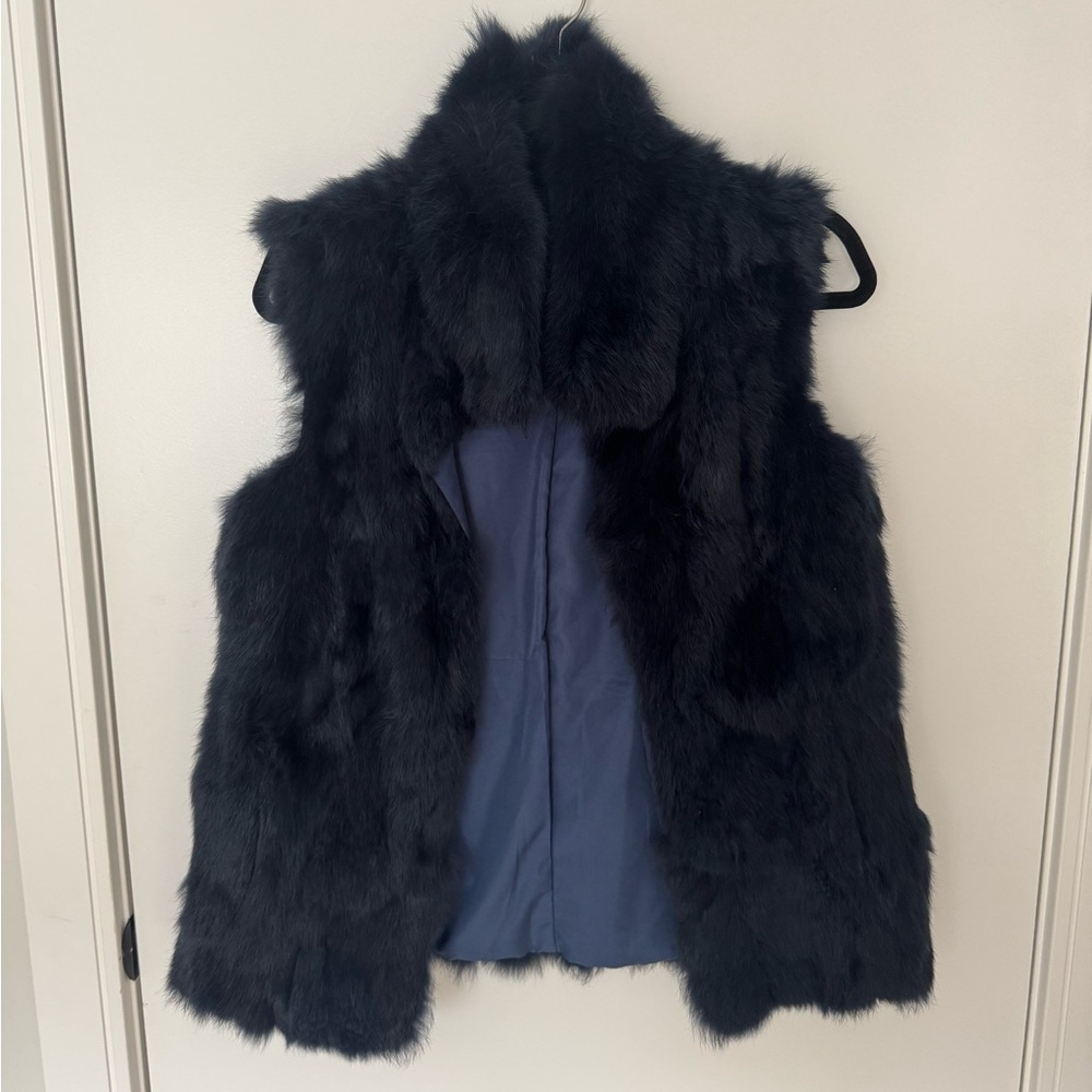 Faux fur vest- navy